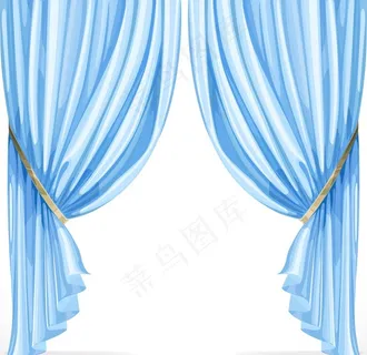 蓝色幕布窗帘图片