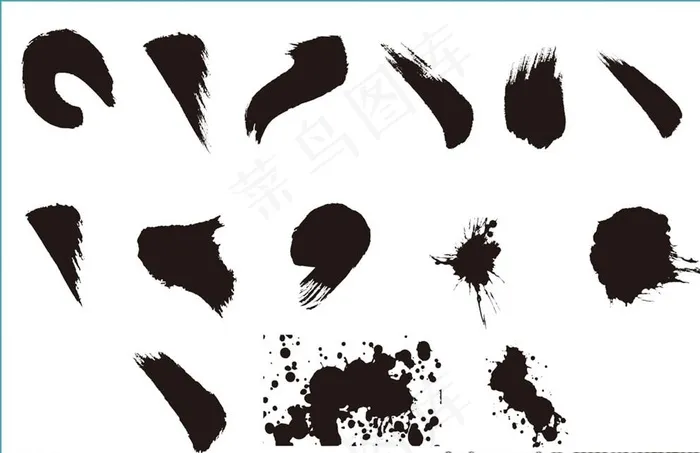 水墨 毛笔 笔触 墨点 墨迹图片cdr矢量模版下载