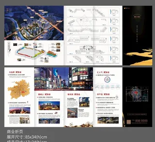 地产 黑金 新中式 商业 折页图片