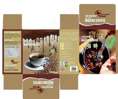 咖啡包装盒展开图psd素材图片