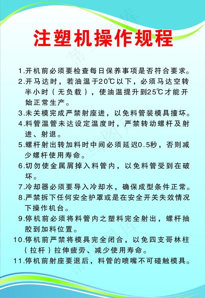 注塑机操作规程图片cdr矢量模版下载