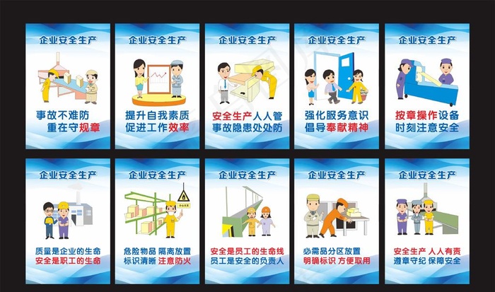 厂房安全生产漫画展板图片cdr矢量模版下载