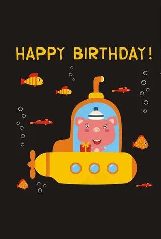 卡通动物潜水艇矢量图下载图片