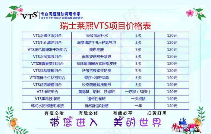 美容价格表图片(5670X3780(DPI:96))psd模版下载