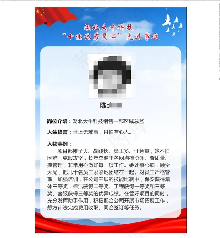 优秀员工先进事迹图片cdr矢量模版下载
