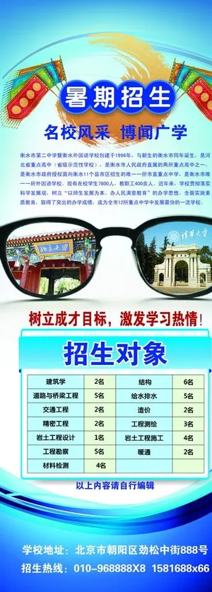 暑期招生展板图片