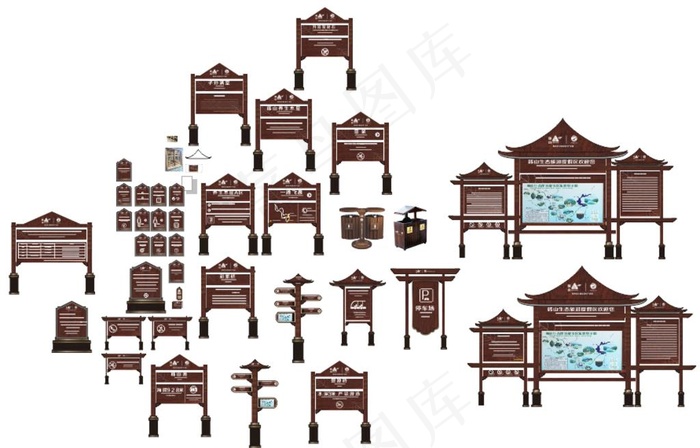 古典景区导视系统设计图片cdr矢量模版下载