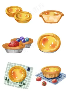 手绘美食蛋挞美味甜点可爱卡路里图片