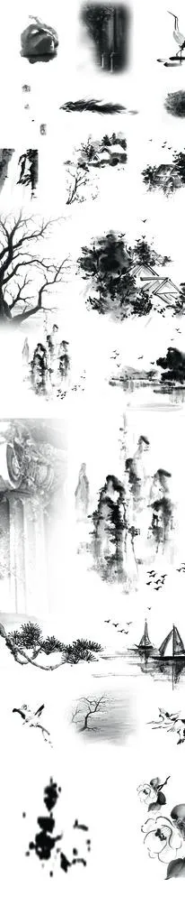 水墨素材图片psd模版下载