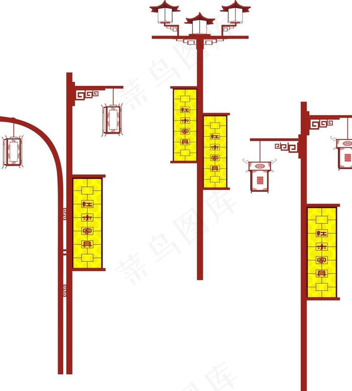 灯 路灯 仿古路灯 古典灯具图片cdr矢量模版下载