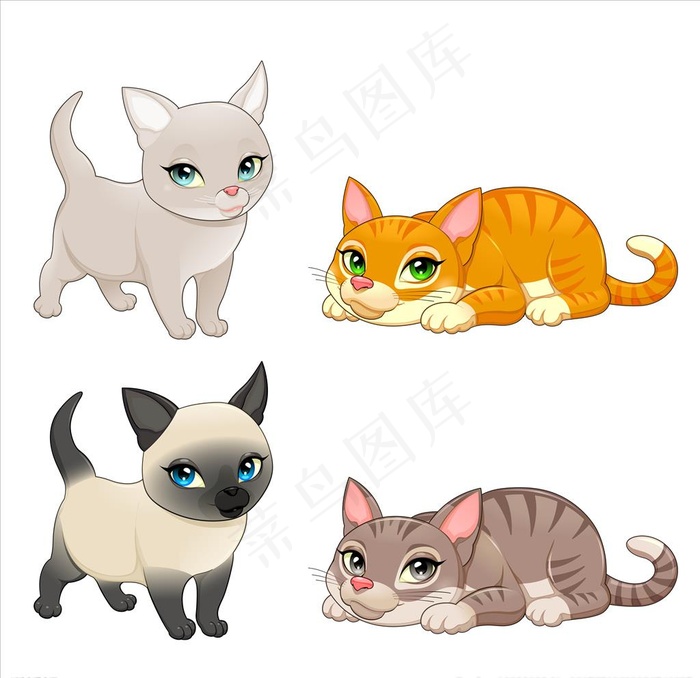 可爱卡通矢量猫图片