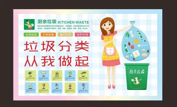 垃圾分类图片cdr矢量模版下载