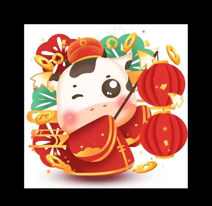 卡通牛图片psd模版下载