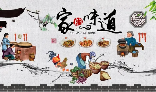 家的味道地锅土锅农家餐饮墙画图片