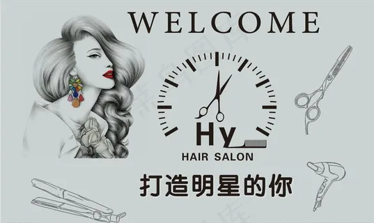 理发店背景墙图片