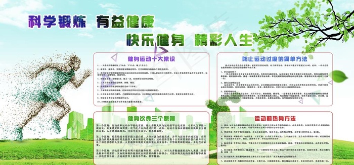 科学锻炼运动知识宣传栏展板图片(14173X7087(DPI:150))psd模版下载