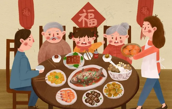 年夜饭图片(3000X2000(DPI:300))psd模版下载