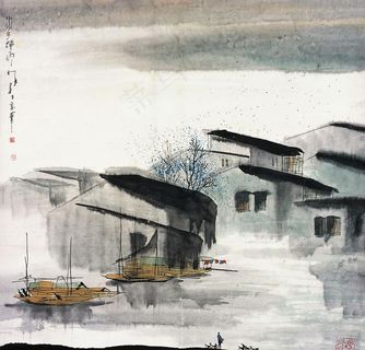 中式山水风景画图片