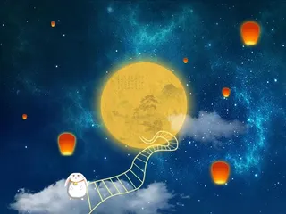 中秋佳节可爱月兔赏月背景图图片