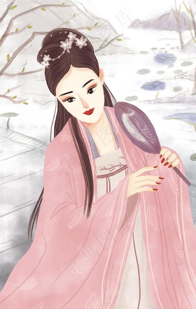 古风人物美女插画图片(2362X3543(DPI:300))psd模版下载