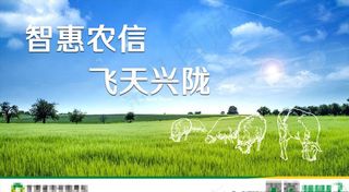 蓝天绿草手绘羊群广告图片