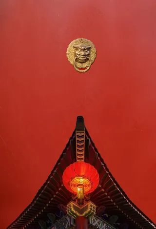 屋檐古风复古插画背景素材图片