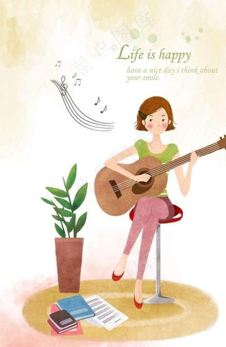 美女弹吉他图片