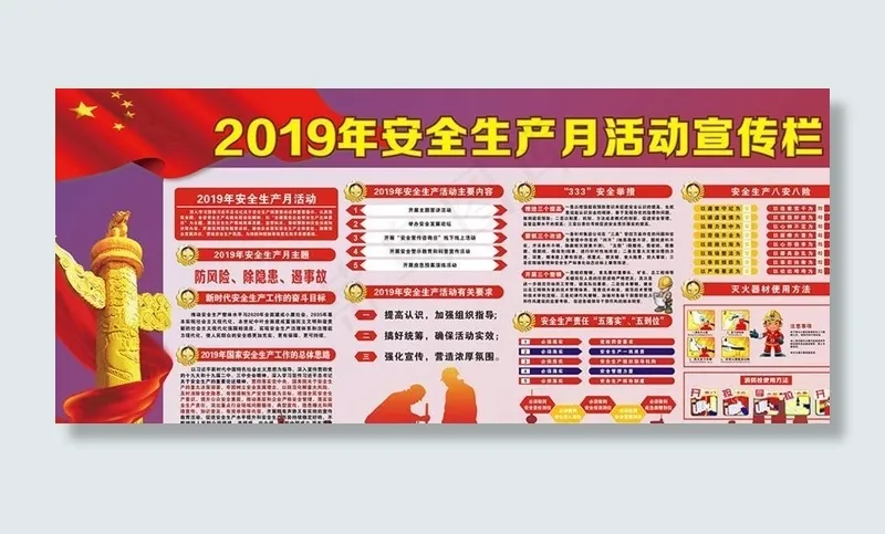 2019年安全生产月活动宣传栏图片(2400X1200)cdr矢量模版下载