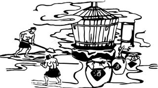 线条古代传统酿酒工艺插图素材图片