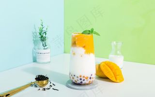 美味的芒果珍珠奶茶图片
