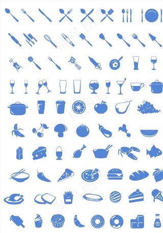 西餐美食图标剪影图片