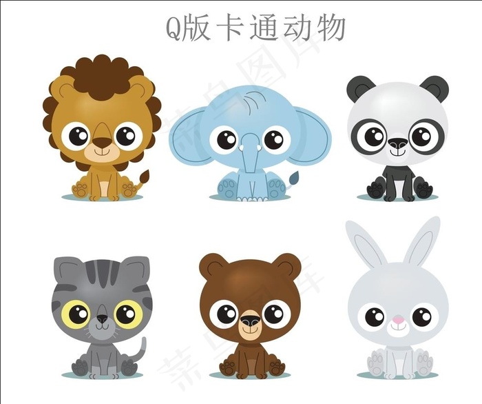 Q版卡通动物图片cdr矢量模版下载