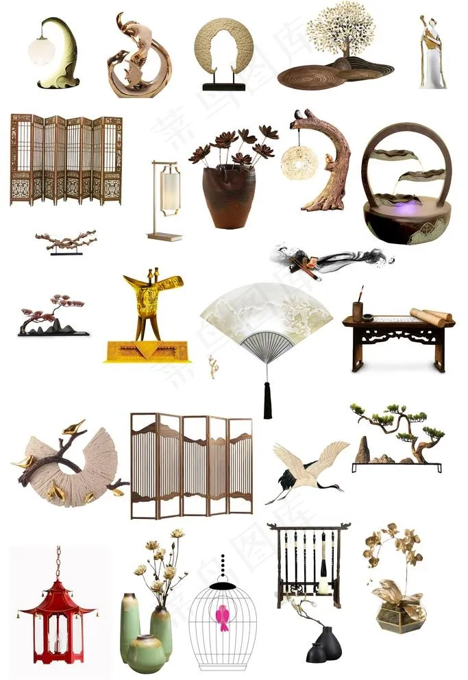 新中式装饰元素图片(2362X3543(DPI:100))psd模版下载