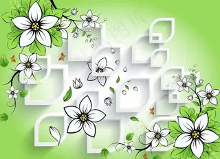 方框花朵背景墙图片