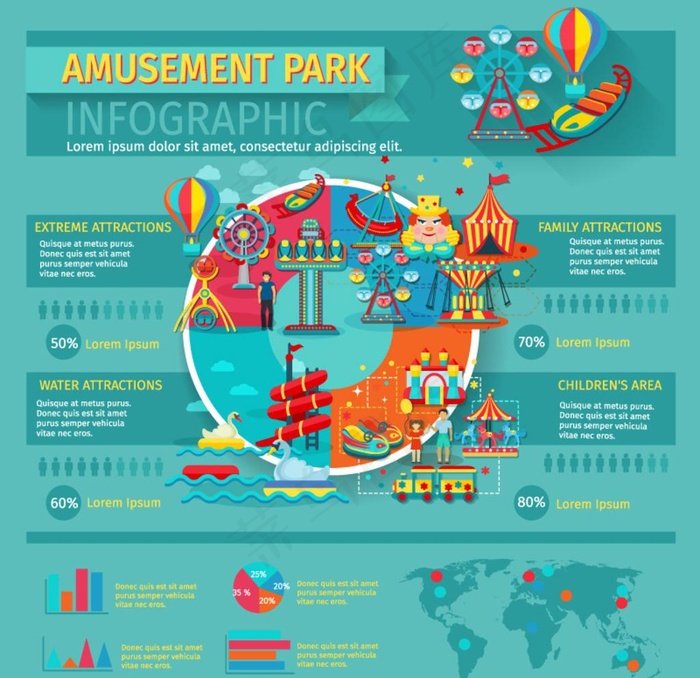 卡通游乐园信息图矢量素材图片eps,ai矢量模版下载