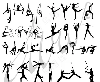 体操 瑜伽 杂技 剪影图片