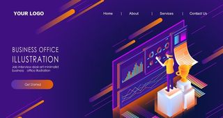 商务办公 数据大屏插画设计图片