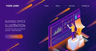 商务办公 数据大屏插画设计图片