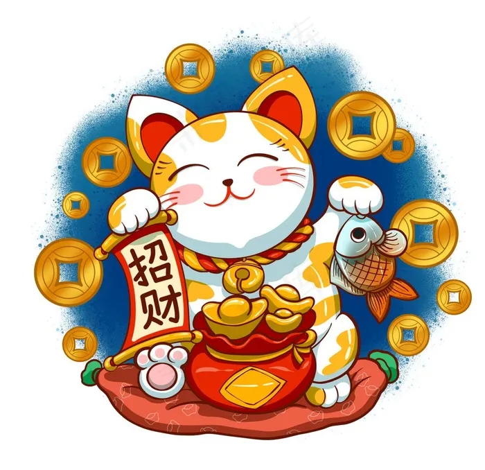 招财猫图片(1575X1575(DPI:200))psd模版下载