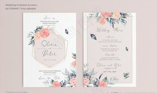 彩绘婚礼邀请函图片