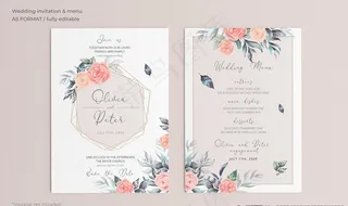 彩绘婚礼邀请函图片