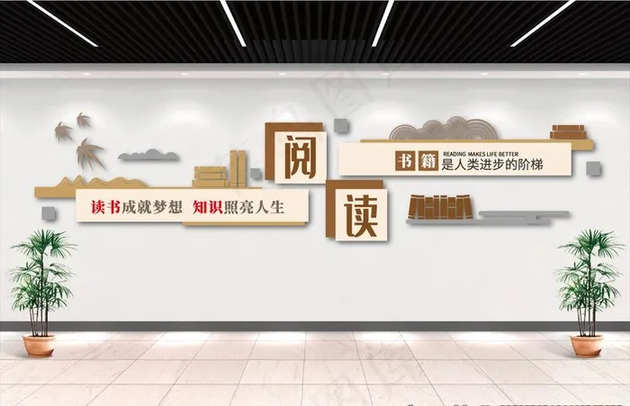 阅读文化墙图片ai矢量模版下载