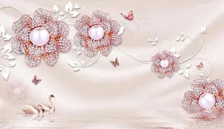 珠宝浮雕花背景墙图片