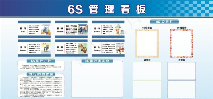 6S管理看板图片cdr矢量模版下载