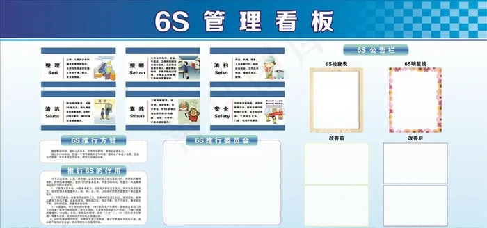 6S管理看板图片cdr矢量模版下载