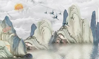 国画山水背景图片