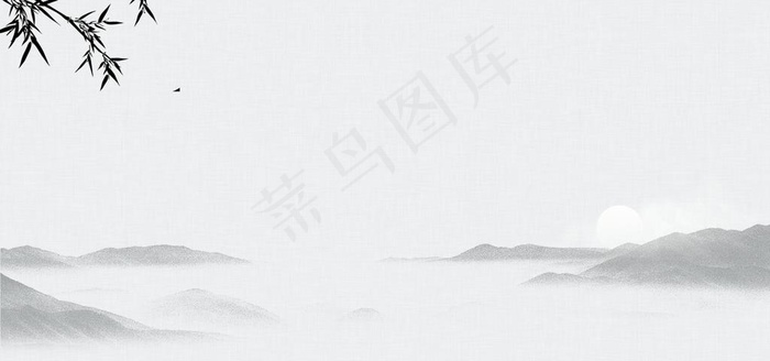 意境水墨山水图片(4400X2200(DPI:150))psd模版下载