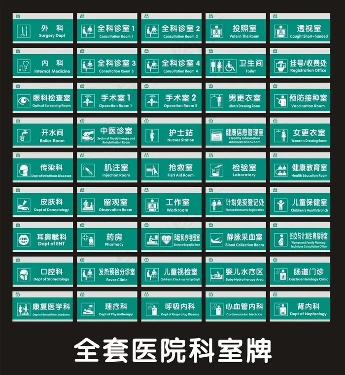 全套医院科室牌图片cdr矢量模版下载