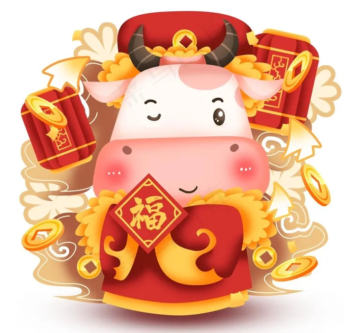 2021 金牛送福 牛年图片psd模版下载