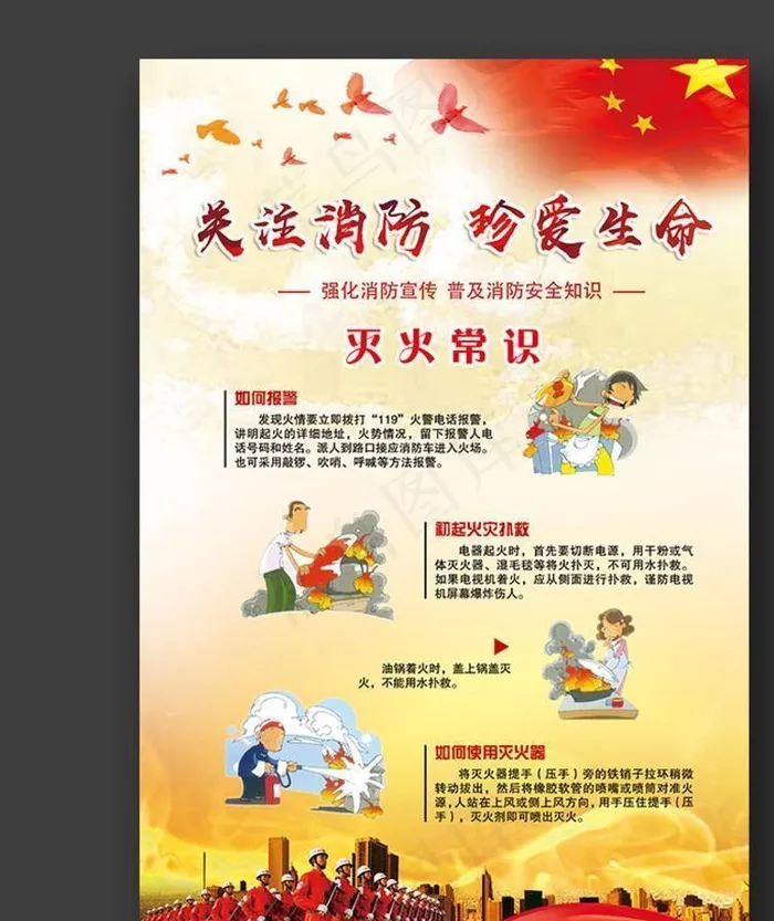 消防知识图片psd模版下载
